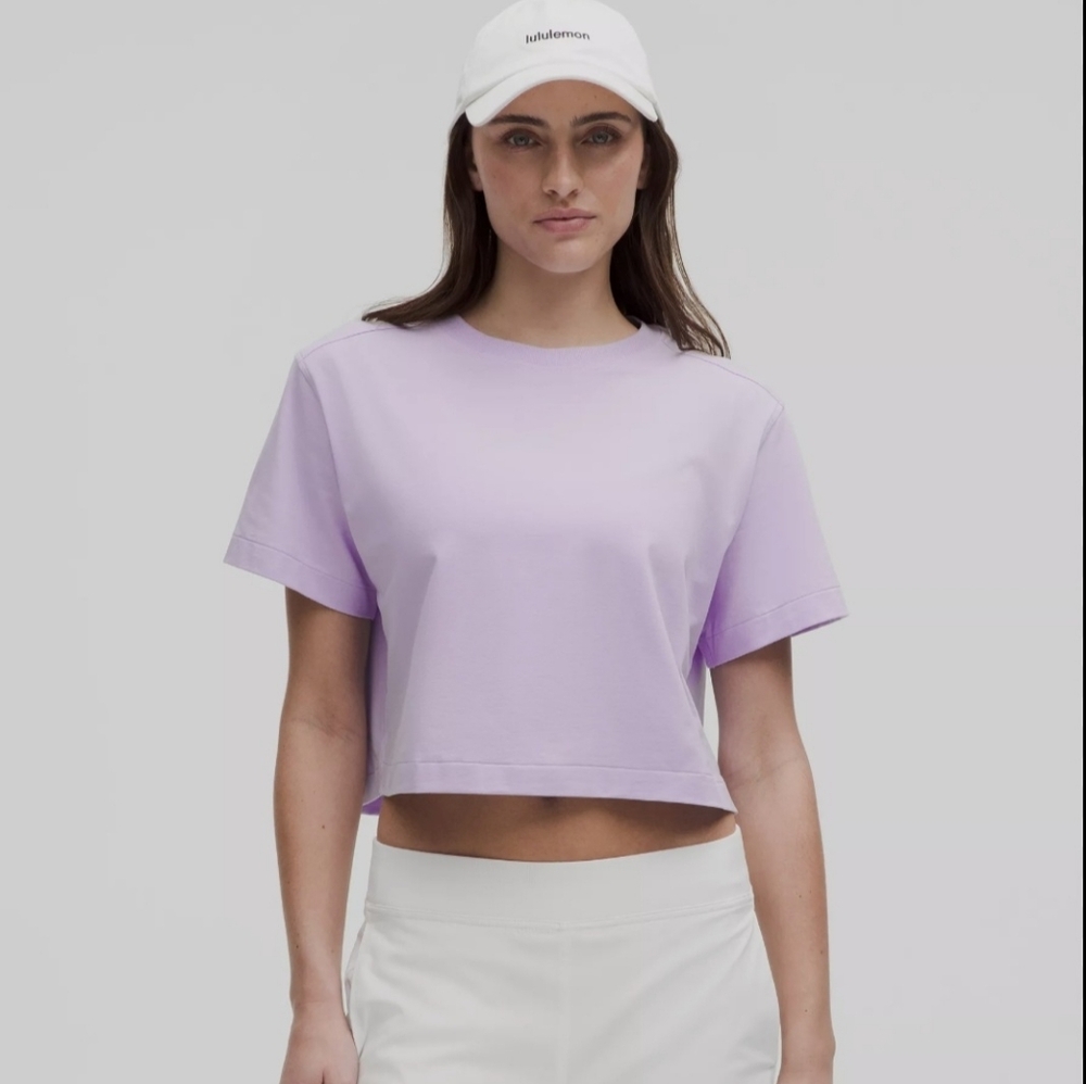 Lululemon All Yours Organic Cotton Lavender Cropped T